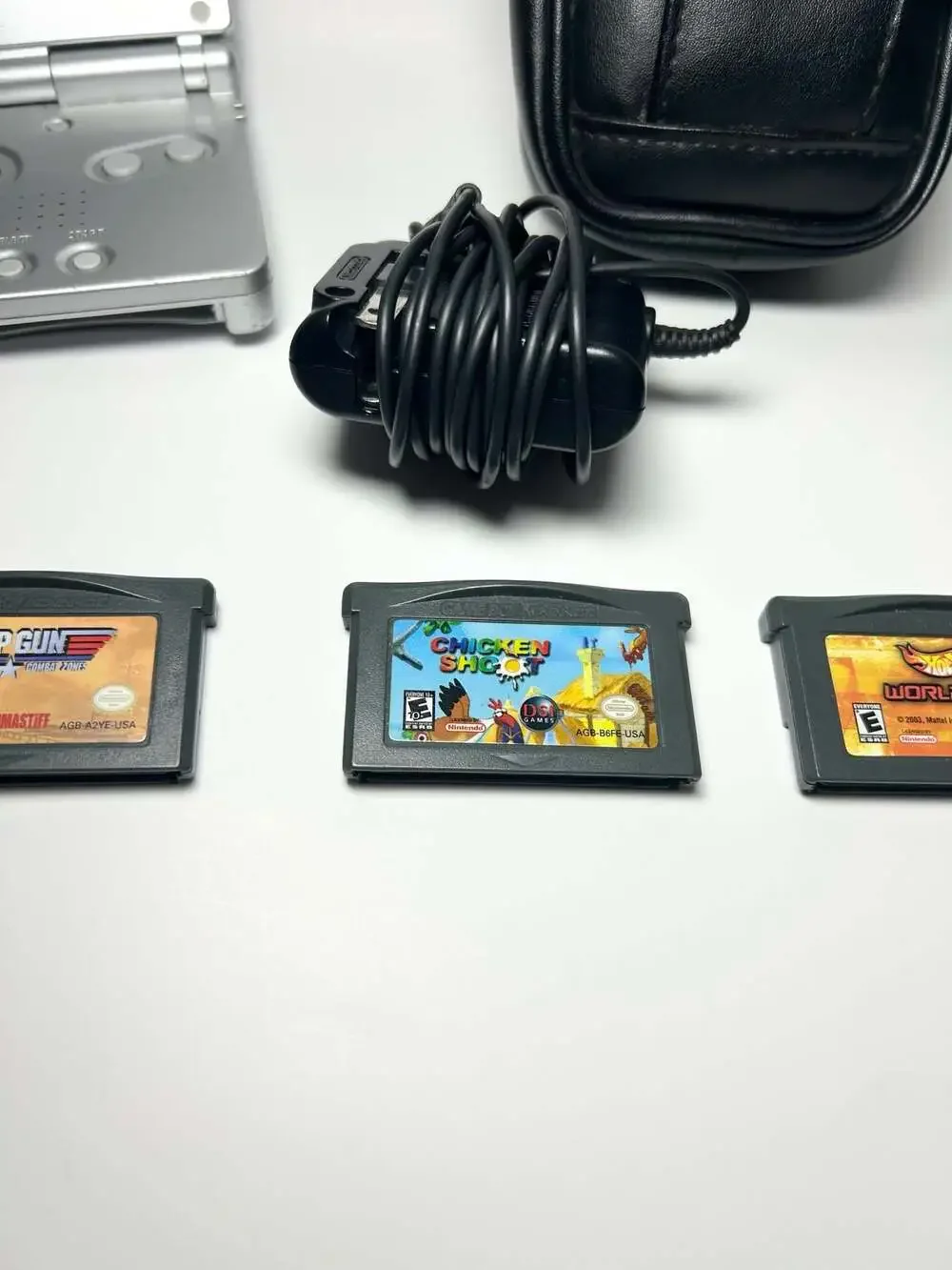 Nintendo Game Boy Advance SP AGS-001 Silver Bundle with 3 Games